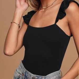 EUC lulu's ruffle strap bodysuit
